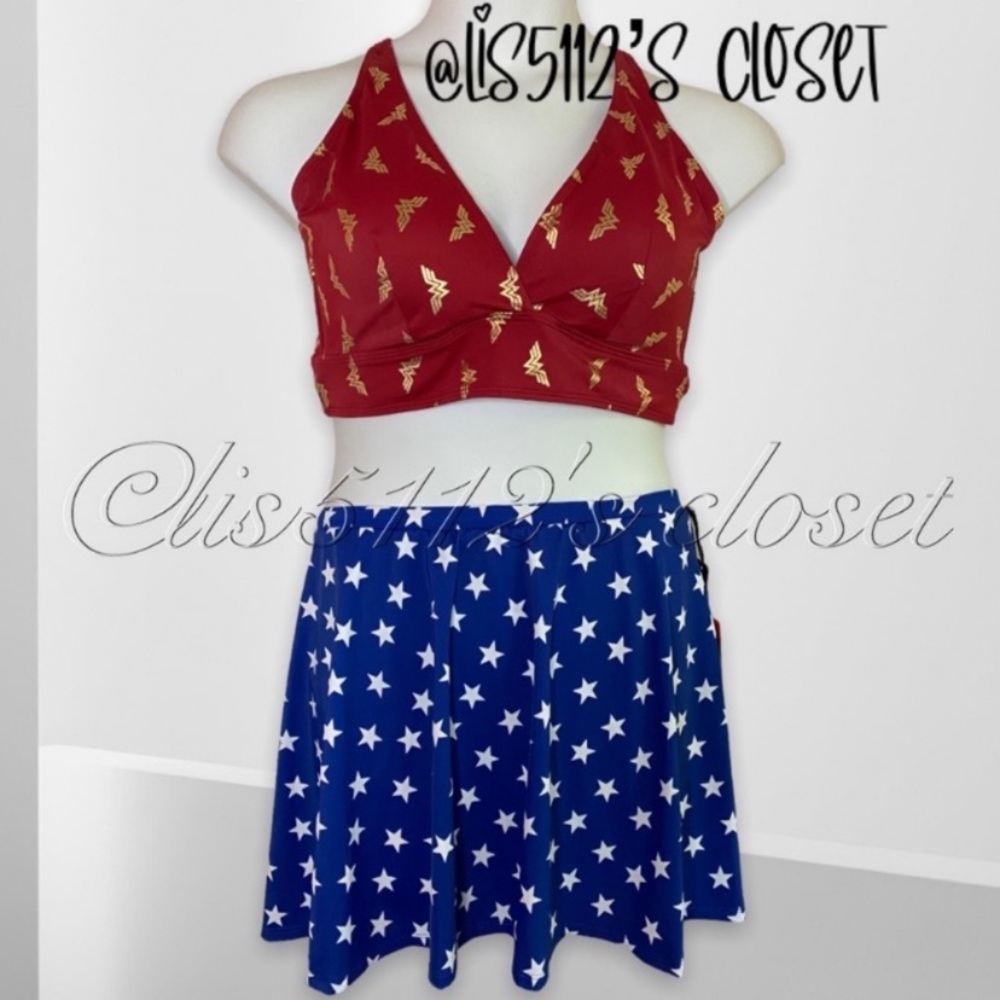 Torrid DC Comics Wonder Woman Triangle Bikini & Swim Skirt Swimsuit SET 2X 3X - Picture 13 of 16